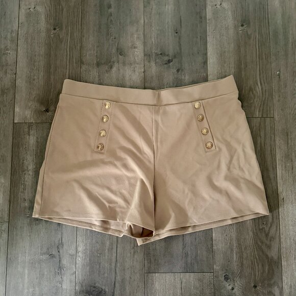 H&M Taupe High-Waisted Button-Front Shorts | XXL | NWT - Picture 1 of 5